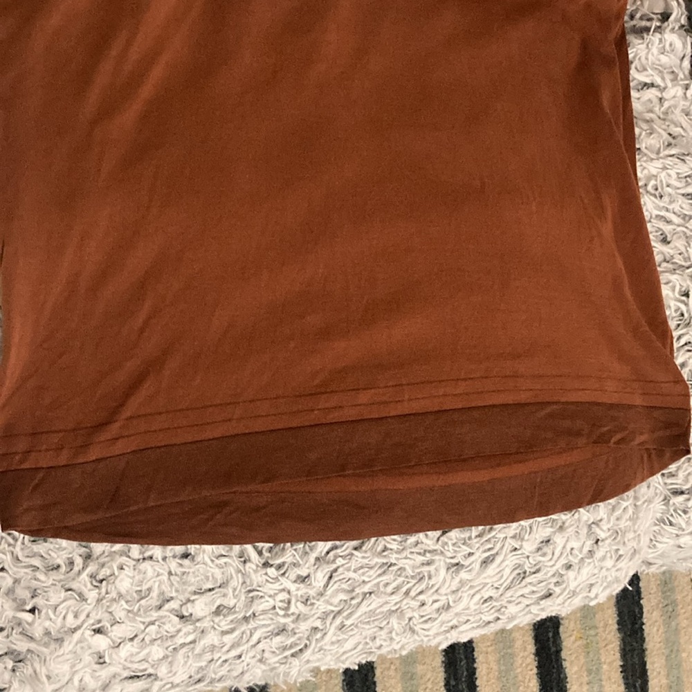 Malo Brown V-Neck Shirt with Long Sleeve stripped  Detailing - Picture 5 of 7